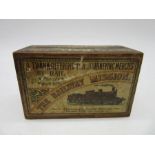 An antique wooden money box for "The Railway Mission"