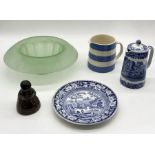 A collection of china and glass including Spode lidded jug, T.G Green Cornishware jug etc.