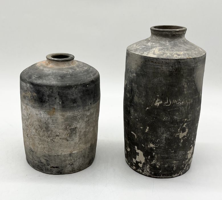 Two Chinese pottery vessels/jars, possibly Han Dynasty - 23cm & 18cm
