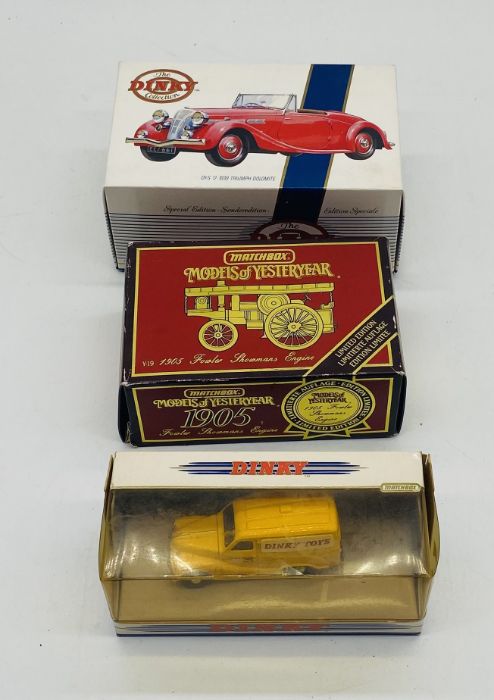 A boxed Matchbox The Dinky Collection 1939 Triumph Dolomite die-cast model, along with a boxed