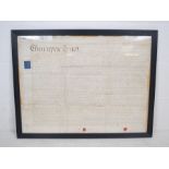 A framed indenture- 86cm x 66cm