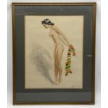 A limited edition print of a nude lady numbered 200/350 with signature for Hubbeling to bottom