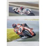 Two unframed limited edition signed prints of Carl Fogarty. "The Blackburn Bullet" by Rod Organ (