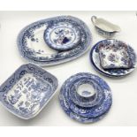 A collection of blue and white china including a number of Spode Blue Italian plates etc.