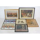 An assortment of framed vintage prints including a limited edition signed print (375/375) "A Find in