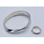 A 925 silver Georg Jensen "Mobius" bangle and matching ring