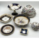 A collection of Victorian and earlier china including Booths Battersea, 18th century Wedgwood
