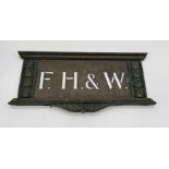 A Freeman, Hardy & Willis metal sign - Overall size height 29cm, width 32cm