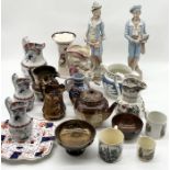 A collection of assorted antique china including two continental figures (1 A/F), Doulton Burslem