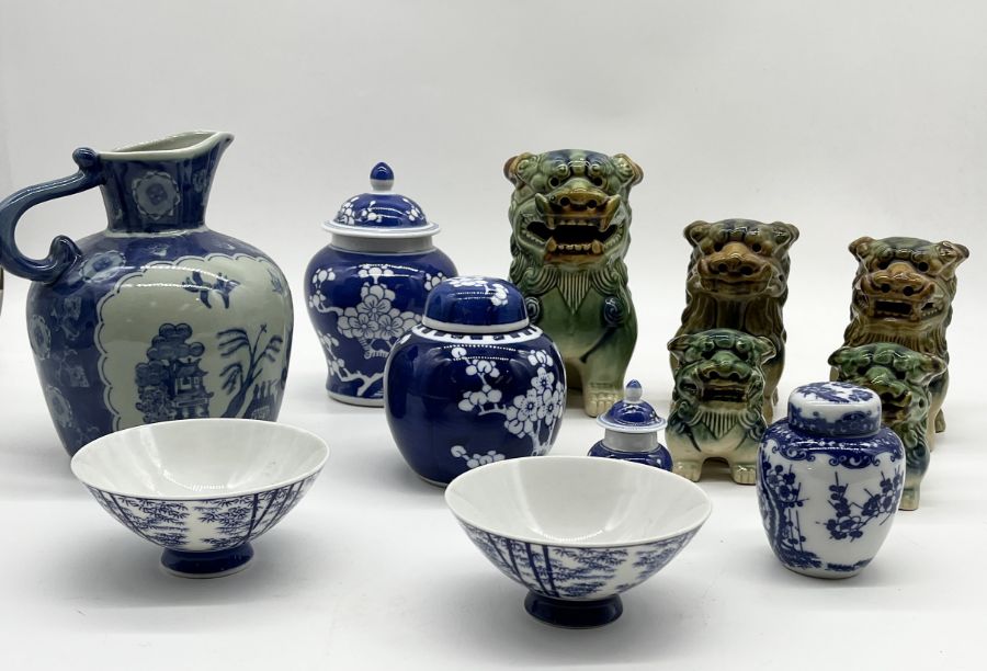 A collection of Chinese and Oriental china including a number of dogs of Fo, ginger jars etc. - Image 2 of 12