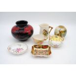 A small quantity of ceramics including a Royal Doulton 'Flambe' vase (A/F), Royal Worcester, Crown