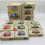 A collection of fourteen boxed Corgi "Classic Public Transport" die-cast models including two