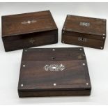 An inlaid rosewood box and two writing slopes, all A/F