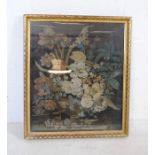 A gilt framed antique needlework picture, A/F - 52cm x 60cm