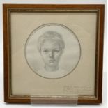 Mary Ireland (1891-C.1980) Study in 5H pencil of head for fabric mosaic after panel of the young