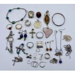 A collection of 925 silver and other jewellery including a child's bracelet, rings, pendants etc.