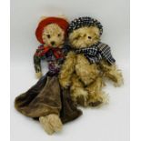 A vintage Taylormade Bears "Bobby" brown mohair teddy bear by Sarah Taylor, along with one other