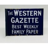 A Western Gazette double sided enamelled sign (local interest) - Overall size 28cm x 39cm