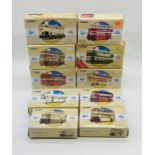 A collection of ten boxed Corgi Classic Public Transport die-cast double decker buses - some boxes
