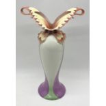 A Franz porcelain vase, in the form of a stylised butterfly 38cm high