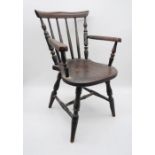A child's stick back chair with painted detailing - A/F