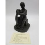 A limited edition coldcast bronzed sculpture "Harp Maker" by Jeanne Rynhart (268/750)