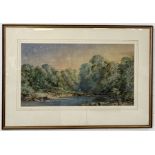 Edmund Gustavus Muller (1836-1871) watercolour of rural riverside scene, signed to lower left - 39cm