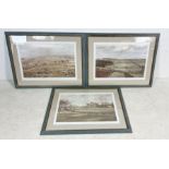 Three framed hunting prints by G.D. Giles from "The Eglington Hunt 1909", signed to the lower left -