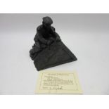 A limited edition coldcast bronzed figure "The Thatcher" by Jeanne Rynhart 263/750