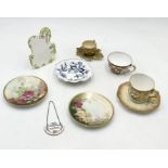 A collection of china including Meissen blue onion pattern shaped dish, Royal Crown Derby menu