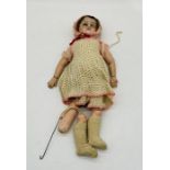 An Ernst Heubach Bisque Doll, with sleeping eyes and horseshoe makers mark on neck - one leg A/F