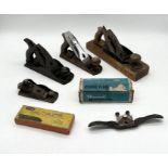 A collection of vintage Stanley and Record planes including a Stanley No. 37 smoothing plane,