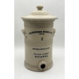 A 19th century stoneware water filter named for Gardiner Sons & Co, Nelson Street, Bristol
