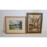Two framed watercolours signed by Mary Williams RWA, depicting the river Otter and St Ives,