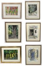 Six framed watercolours by local artist Sue Warren