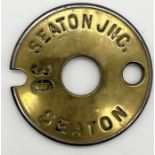 A Tyers No 6 Single Line brass and steel single line Tablet SEATON JNC - SEATON. From the former