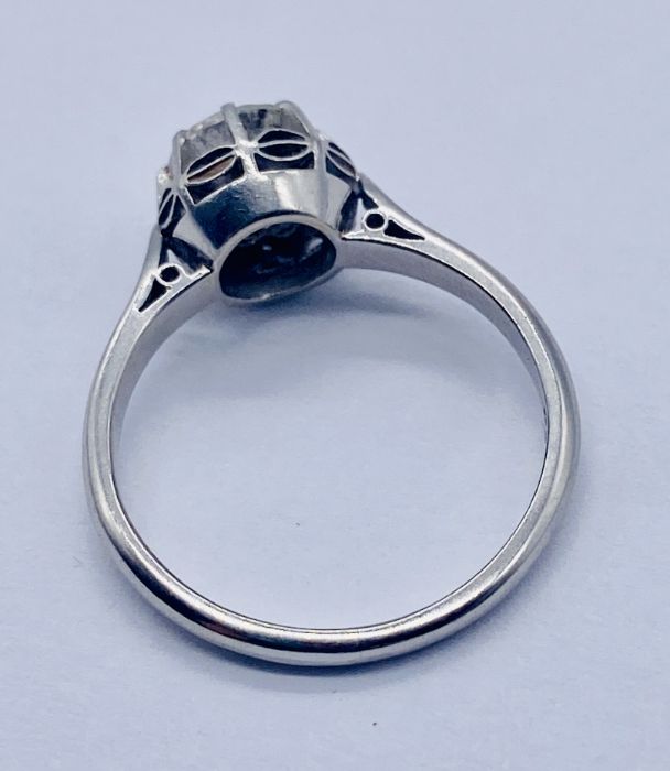 A diamond solitaire ring set in platinum, the diamond measuring 7mm diameter ( approx.1.2ct) - Image 3 of 3