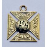 A 9ct gold Irish Ladies Golf Union medal dated 1925, weight 4.6g