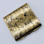 A 1940s Stratton 'Punt' loose powder compact decorated with sportsmen and woman