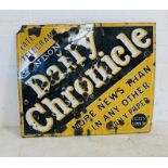 A vintage London Daily Chronicle enamelled advertising sign - Overall size 77cm x 92cm