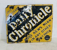 A vintage London Daily Chronicle enamelled advertising sign - Overall size 77cm x 92cm