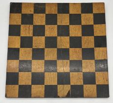 An antique wooden chessboard 51cm x 50cm