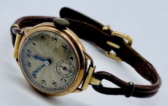 A Victorian 9ct rose gold wristwatch