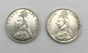 Two Victoria double florins dated 1887