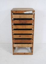 A vintage wooden apple store (1 shelf missing). 55cm x 61cm, height 119cm