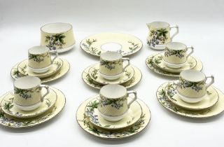 A Victorian Edwin J D Bodley china tea service comprising of six trios, milk jug, sugar bowl and