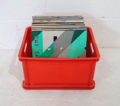 A collection of mostly 80's 12" vinyl records, including OMD, Soft Cell, The Bangles, Madonna, Duran
