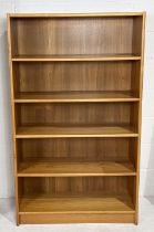 A Danish teak bookcase with label to back for " Ansager Mobler A/S" - 151cm x 88cm x30cm