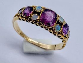 A Victorian 15ct gold amethyst and opal ring