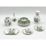 A small collection of green and white china including Crown Staffordshire "Kowloon", Doric cup and